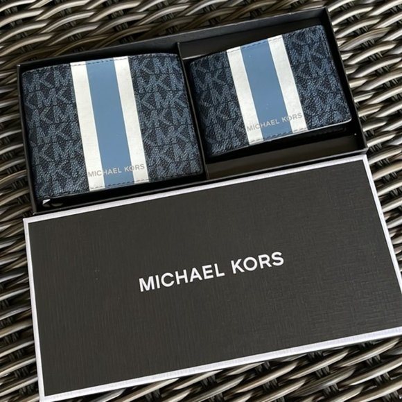 Michael Kors Men`s Gifting Bifold 3 in 1 Wallet Box Set Admiral Multi - Picture 1 of 16